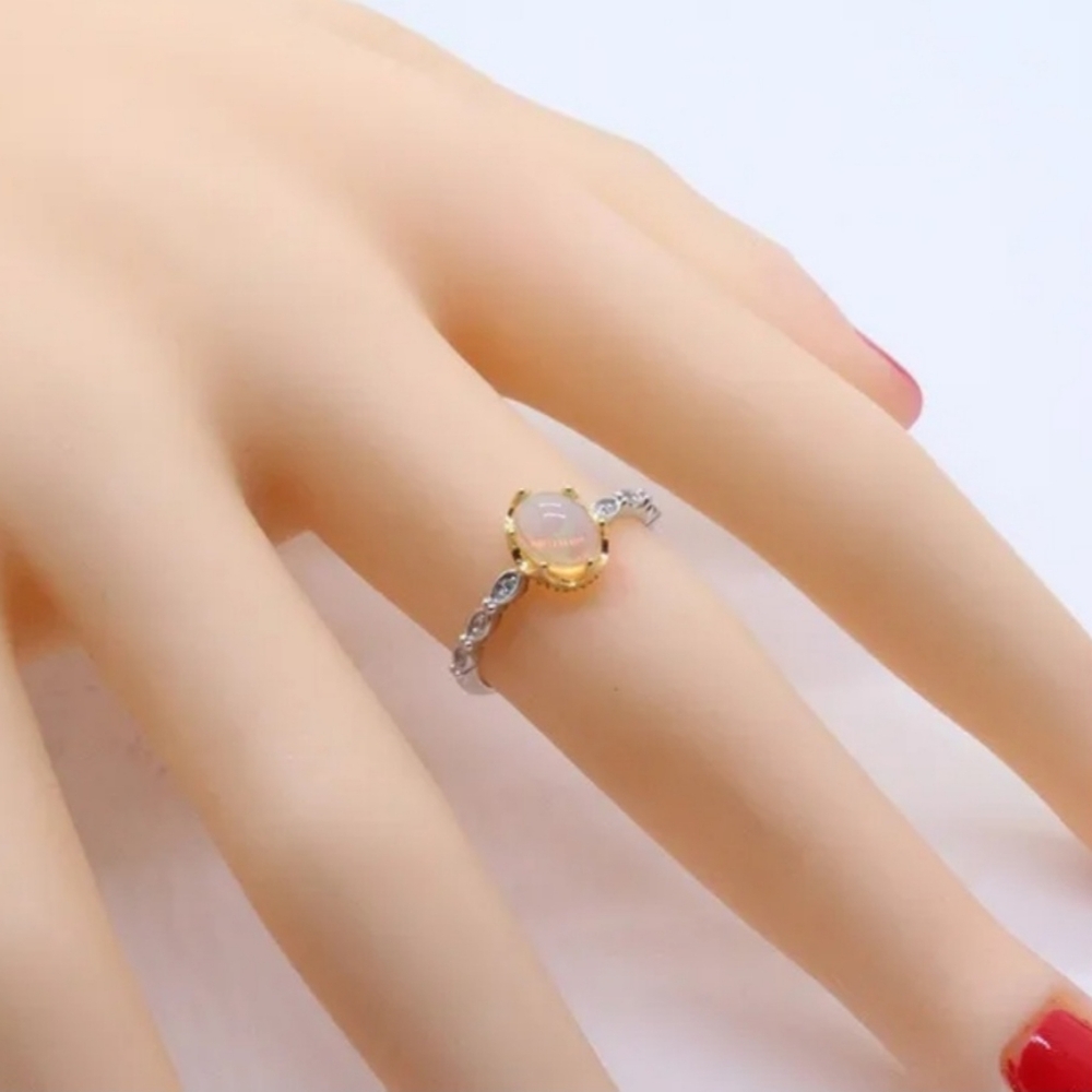 Genuine Opal 925 Sterling Silver Crown Ring - Picture 5 of 6